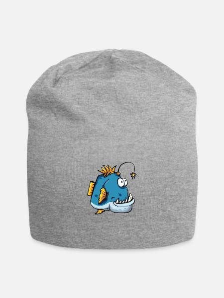 Tiefsee Fisch Anglerfisch Geschenk - Jersey-Beanie - Grau meliert
