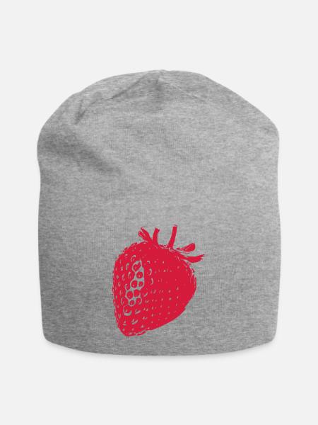 Erdbeer Silhouette Druckmotiv - Jersey-Beanie - Grau meliert