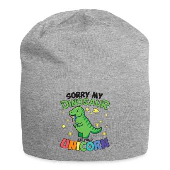 Funny unicorn eating dinosaur Dino - Jersey Beanie - heather grey - Front