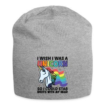 Cool cool unicorn saying for bright outfits - Jersey Beanie - heather grey - Front