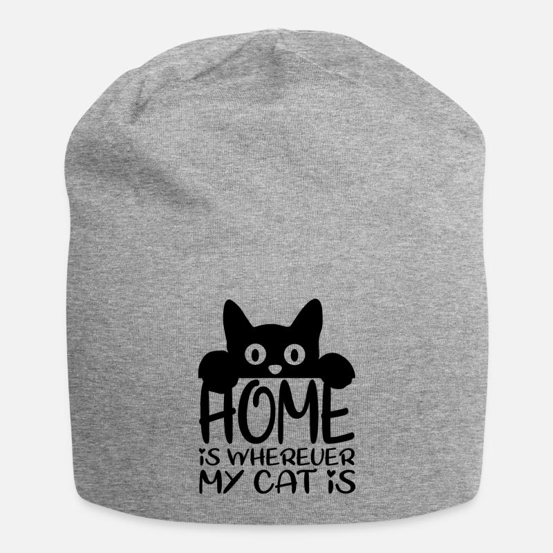 Katze - Jersey-Beanie - Grau meliert
