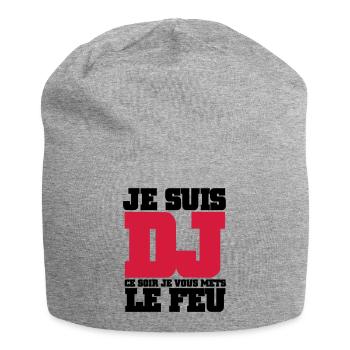 Je Suis DJ ce soir je vous mets le feu - Bonnet en jersey - gris chiné - Devant