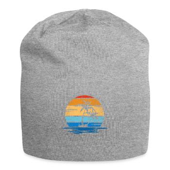 Strand, Palmen und Meer retro - Jersey Beanie - heather grey - Front
