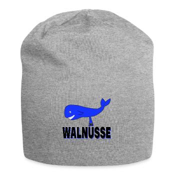 Walnüsse - Lustig Hoden Nüsse Wal Nuß Eier - Jersey-Beanie - Grau meliert - Vorne