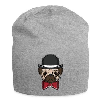 Mr Pug Pug Gentleman Dog Dog like a sir boss - Jersey Beanie - heather grey - Front