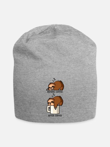Faultier Kaffee - Jersey-Beanie - Grau meliert