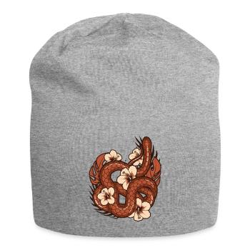 Snake Jungle Tropical snake hibiscus - Jersey Beanie - heather grey - Front