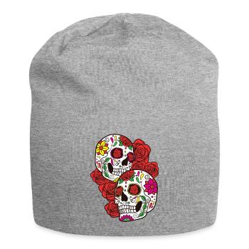 Sugar Skull skull skull skull Calavera Rose - Jersey Beanie - heather grey - Front