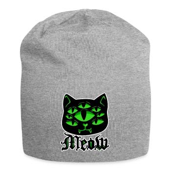 Katze Gothic Grufti Halloween Grusel Miau Geschenk - Jersey-Beanie - Grau meliert - Vorne