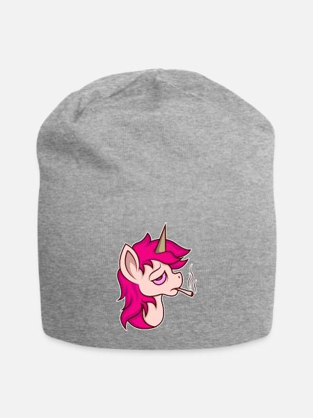 Bekifftes Einhorn - Jersey-Beanie - Grau meliert