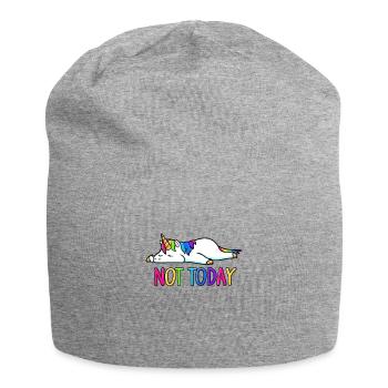 Heute Regenbogen-Einhorn - Jersey-Beanie - Grau meliert - Vorne