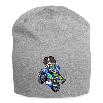 Motorcycle Biker Dog Motorcyclist Gift - Jersey Beanie - heather grey - Front