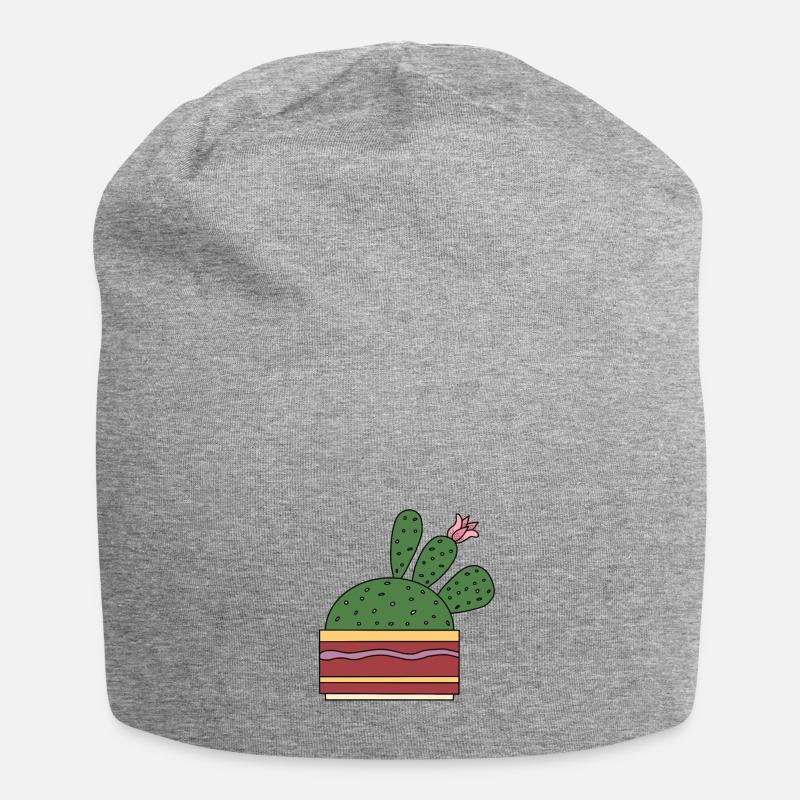 Cactus WIth Beautiful Flower - Jersey Beanie - heather grey