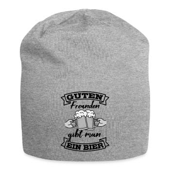 Guten Freunden gibt man ein Bier Bierspruch - Jersey-Beanie - Grau meliert - Vorne