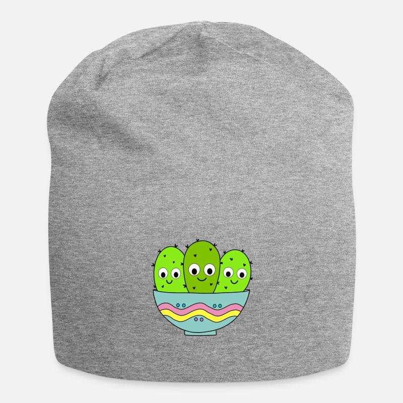 Cute Cactus Bunch In A Bowl - Jersey Beanie - heather grey