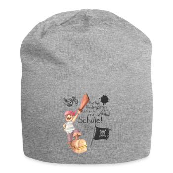 Bye bye Kindergarten - Einschulung, Schule, Pirat - Jersey-Beanie - Grau meliert - Vorne