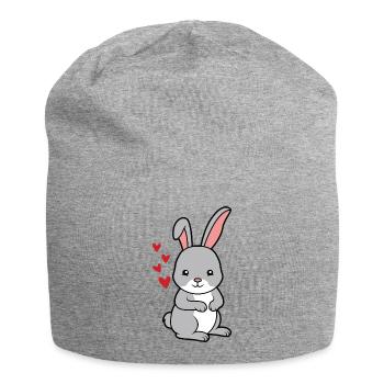 kleiner süßer Baby Hase - Jersey-Beanie - Grau meliert - Vorne