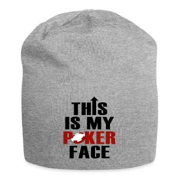 Das ist mein Pokerface - Jersey-Beanie - Grau meliert - Vorne