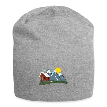 Einsame Alm in den Bergen - Jersey-Beanie - Grau meliert - Vorne