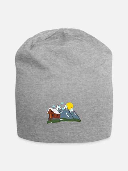 Lonely mountain pasture in the mountains - Jersey Beanie - heather grey