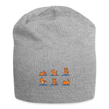 Chat de yoga - Bonnet en jersey - gris chiné - Devant