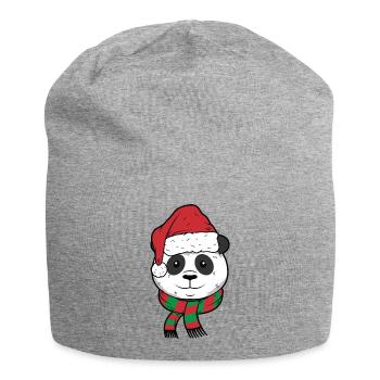 Christmas Panda Panda visage de Noël - Bonnet en jersey - gris chiné - Devant