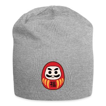 Japanischer Daruma - Jersey-Beanie - Grau meliert - Vorne