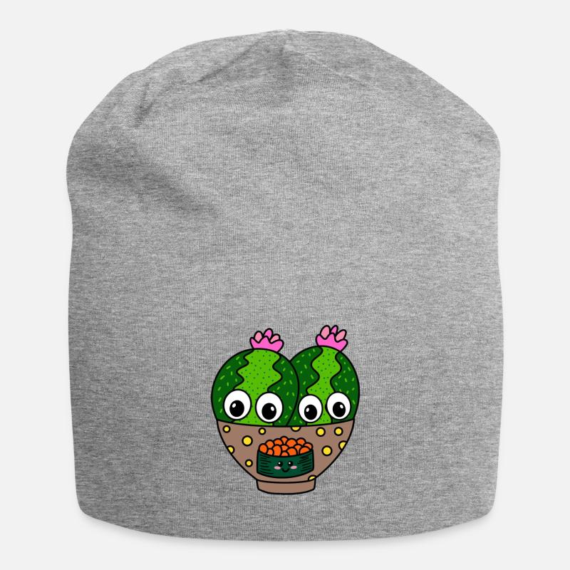 Cute Cacti In Fish Egg Sushi Bowl - Jersey Beanie - heather grey