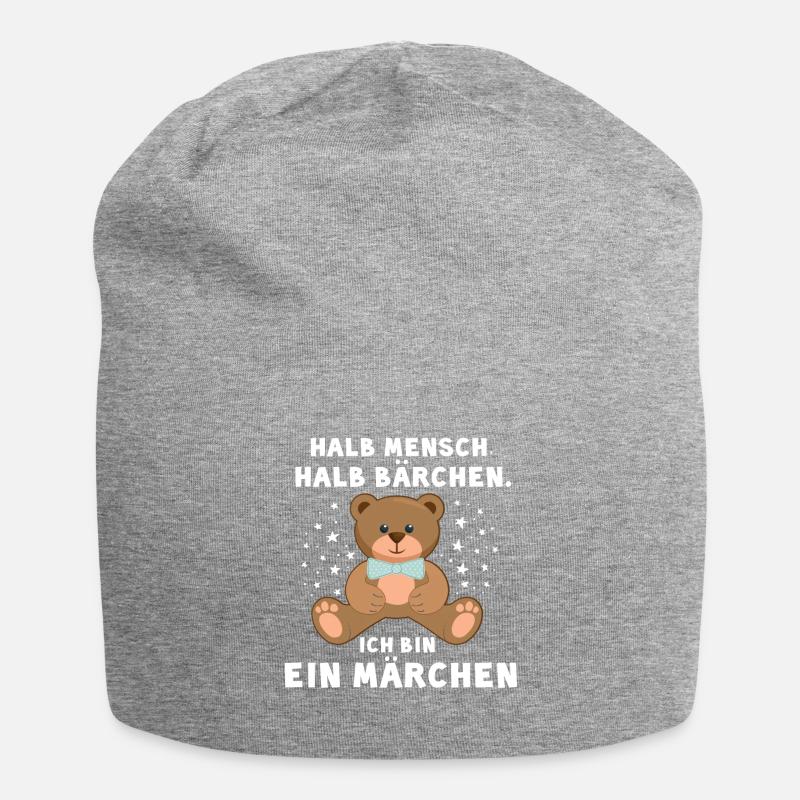 Halb Mensch halb Bärchen. Ich bin ein Märchen. - Jersey-Beanie - Grau meliert