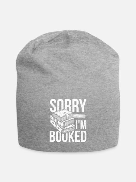 Awesome Reading Books Design Quote Sorry I'm Booke - Jersey-Beanie - Grau meliert