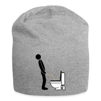 WC logo im stehen pinkeln pissen klo toilette erle - Jersey-Beanie - Grau meliert - Vorne