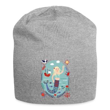 Meerjungfrau mit blonden Haaren - Jersey-Beanie - Grau meliert - Vorne