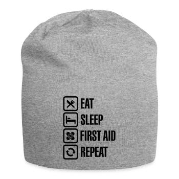 Eat Sleep First Aid Repeat - Jersey Beanie - heather grey - Front