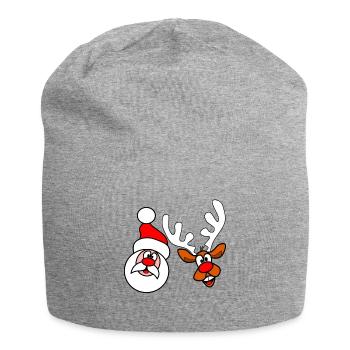 Santa Claus & Reindeer - Jersey Beanie - heather grey - Front