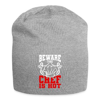 Humor Cook Cooking Design Quote Beware Chef is Hot - Jersey Beanie - heather grey - Front