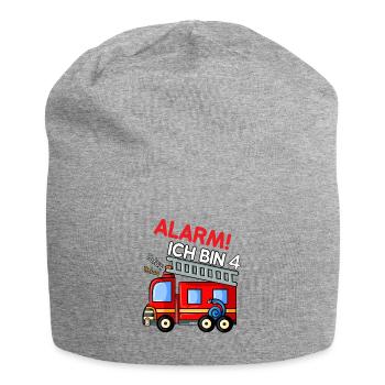 Feuerwehr 4. Geburtstag Jungen Feuerwehr - Jersey-Beanie - Grau meliert - Vorne