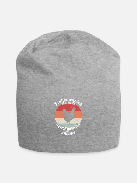 Früher war ich normal jetzt habe ich Hühner - Jersey-Beanie - Grau meliert