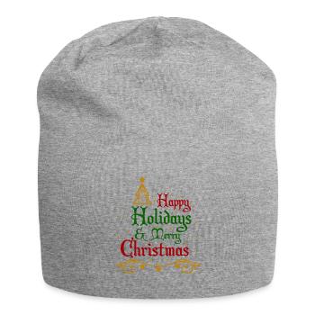 Frohe Weihnachten - Jersey-Beanie - Grau meliert - Vorne
