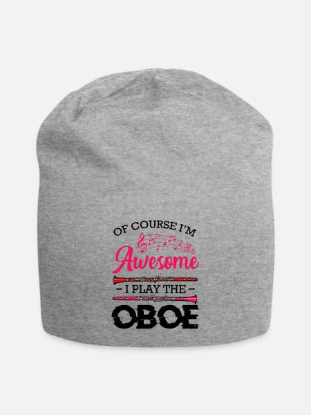 Pink Musiknotengrafik - Jersey-Beanie - Grau meliert