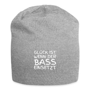 Glück Ist Wenn Der Bass Einsetzt - Jersey-Beanie - Grau meliert - Vorne