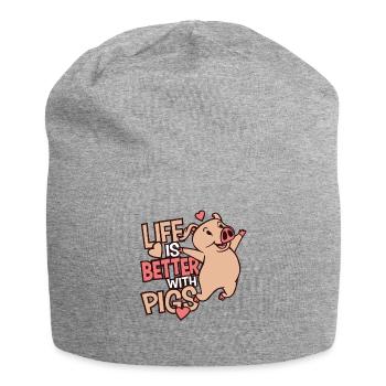 Gift for pig lovers Cute pig - Jersey Beanie - heather grey - Front