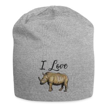 I love rhinos rhinos watercolor art - Jersey Beanie - heather grey - Front
