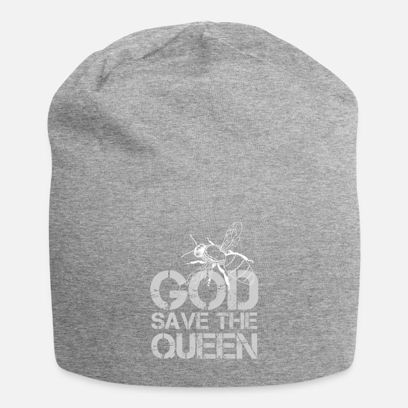 God Save the Queen - Bienen Design - Jersey-Beanie - Grau meliert