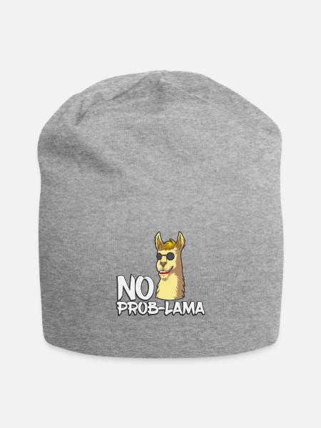 No Prob Lama - lama avec des lunettes de soleil - Bonnet en jersey - gris chiné