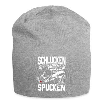 Fisch muss schlucken Angler Rute Geschenkidee - Jersey-Beanie - Grau meliert - Vorne