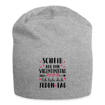 Scheiß auf den Valentinstag - Ich liebe dich j... - Jersey-Beanie - Grau meliert - Vorne