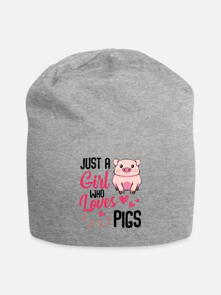 Pink Pig Loves Kaffee Herzen - Jersey-Beanie - Grau meliert