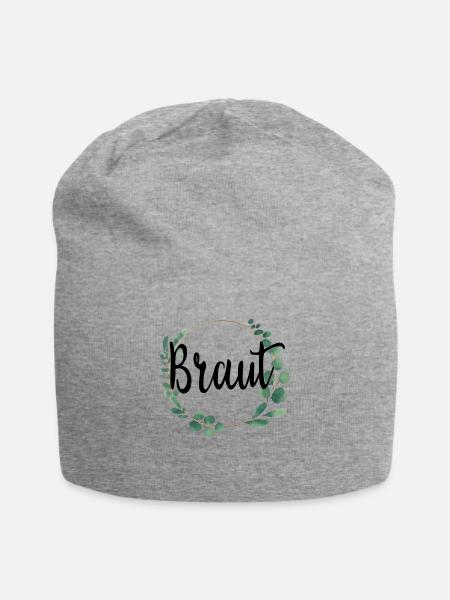 Braut Bride to be Blumenkranz Blumen Verlobung JGA - Jersey-Beanie - Grau meliert