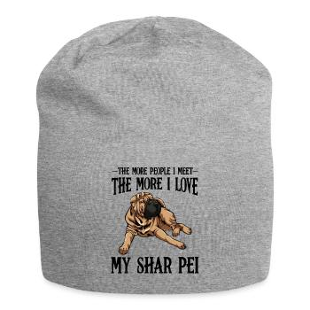 Lässiger Bulldoggen-Lounge-Print Shar Pei - Jersey-Beanie - Grau meliert - Vorne