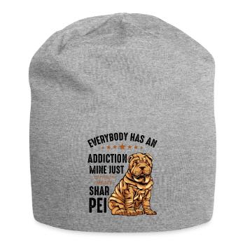 Bulldogge mit Sternen und Text Shar Pei - Jersey-Beanie - Grau meliert - Vorne